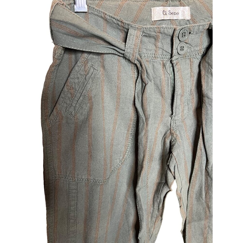 Ci Sono Women’s capris green orange cargo linen summer - Picture 3 of 10